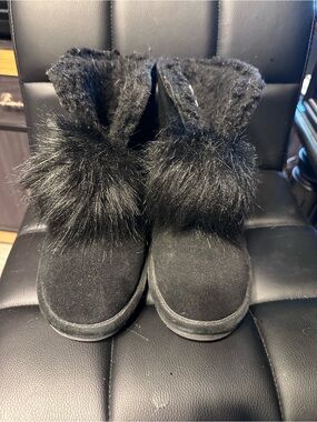 BearPaw Black Faux Fur Ankle Boots